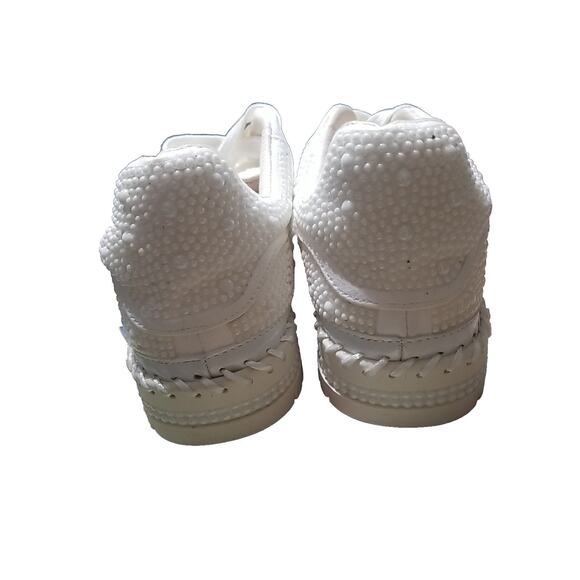 AZALEA WANG Cardin Platform Sneakers Women's Size 8M White Lace Up Embellished - Picture 3 of 7